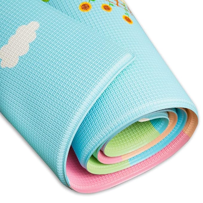 Baby Care Play Mat - Playful Collection (Busy Farm, Large) - Play Mat for Infants – Non-Toxic Baby Rug – Cushioned Baby Mat Waterproof Playmat – Reversible Double-Sided Kindergarten Mat