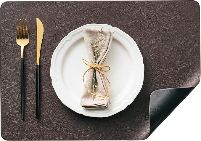 Placemats Set of 8, DOLOPL Reversible Dual-Color Faux Leather Place Mats by DOLOPLOfficial