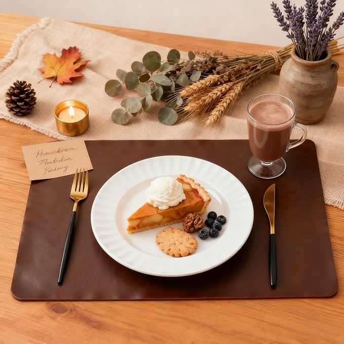 Placemats Set of 8, DOLOPL Reversible Dual-Color Faux Leather Place Mats - Image 3