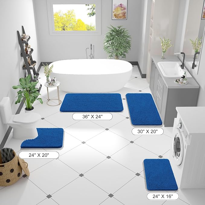OLANLY Bathroom Runner Rugs 44x24, Soft Absorbent Chenille Bath Rugs, Rubber - Image 3
