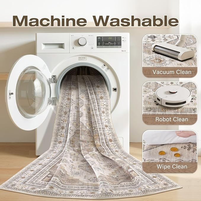 9x12 Washable Area Rug, Large Rugs - Image 2