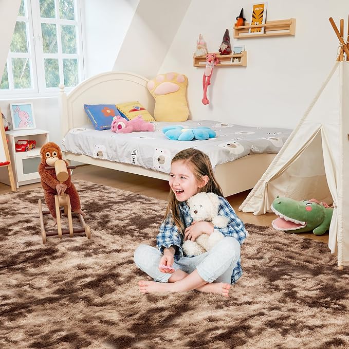 Ultra Soft Rug for Living Room, 5X8 Fluffy Shag Area Rug for Bedroom, Modern - Image 2