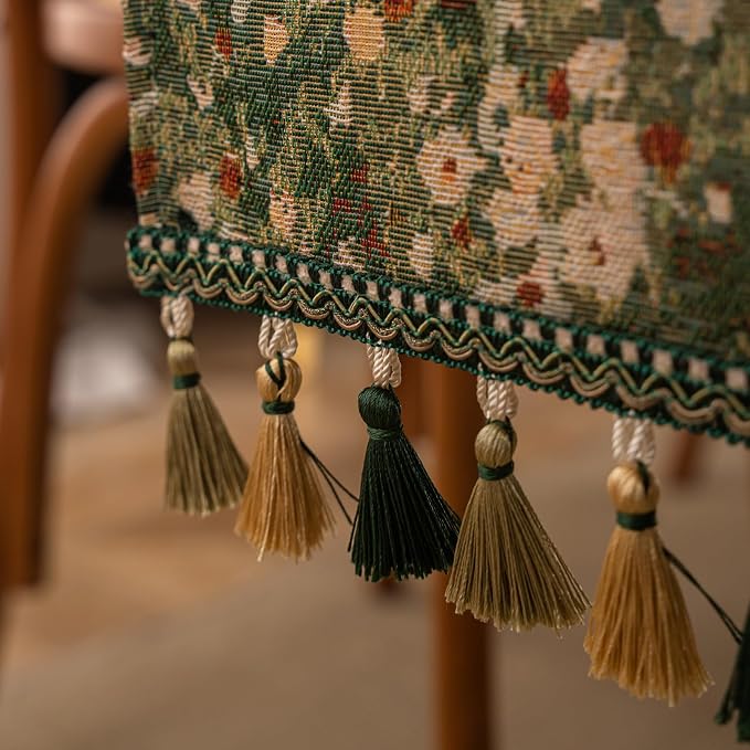 Ditsy Floral Table Runner Daisy Green 13 x 86 Inch | Jacquard Weave Pattern - Image 6