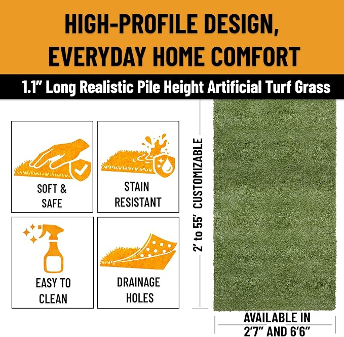 Ottomanson Artificial Grass Runner Natural 31" x 44', Realistic Grass - Image 6