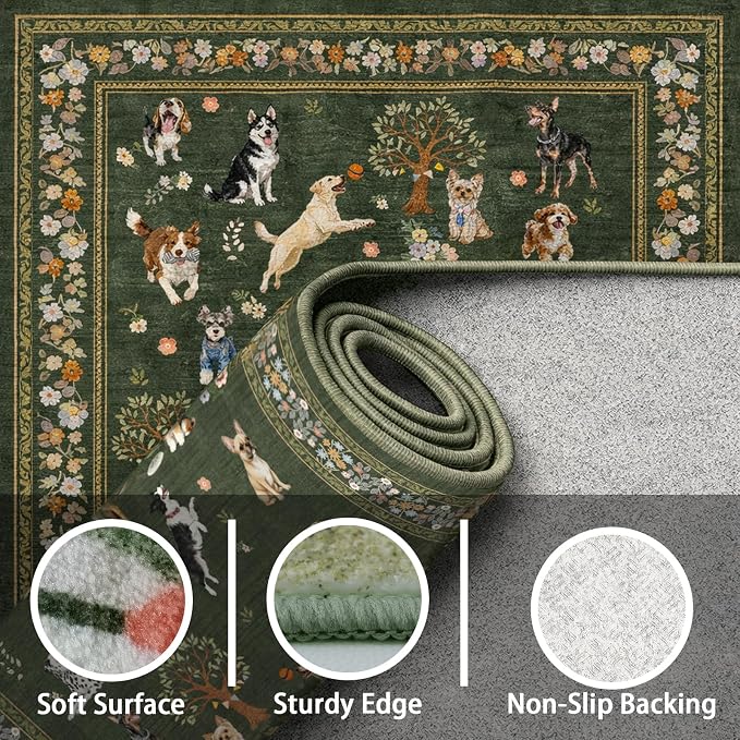 Dog Rug Runner for Entryway, 2x5 Washable Kitchen Mat Ultra-Thin Soft, Non-Slip - Image 9