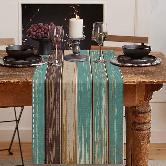 Emvency Table Runner, 13x90 Inch, Farmhouse Vintage Art | Painting Green Dining by Emvency