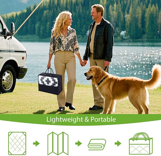 Smiry Waterproof Outdoor Rug 9X18 ft, Reversible Plastic Straw Patio Camping - Image 6