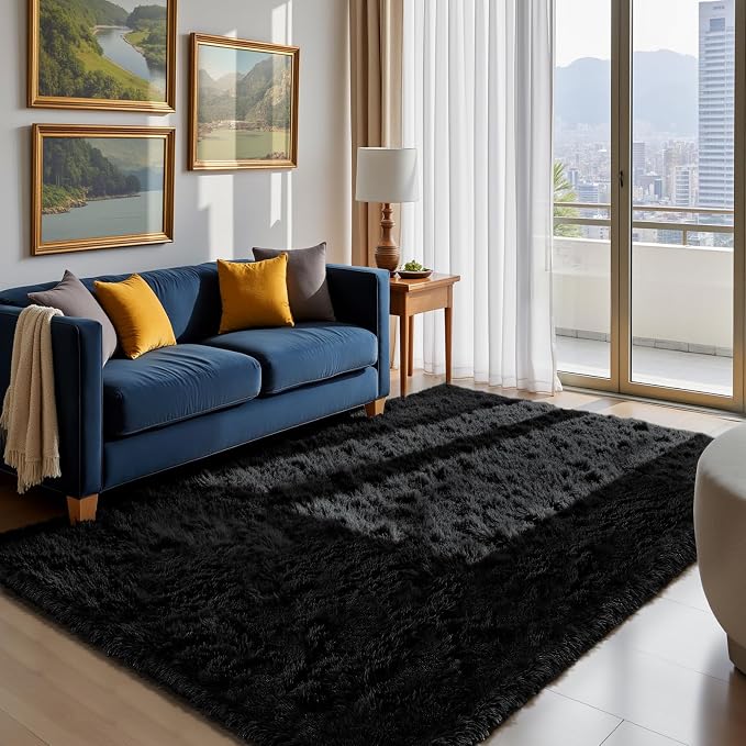 Fluffy Rug Shag Area Rug, Small Bedside Rug, Soft Fluffy Shag Entryway Throw - Image 3