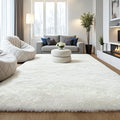 Fluffy 8x10 Large Area Rugs for Bedroom Living Room, Cream White Soft Washable by KICHOWUA