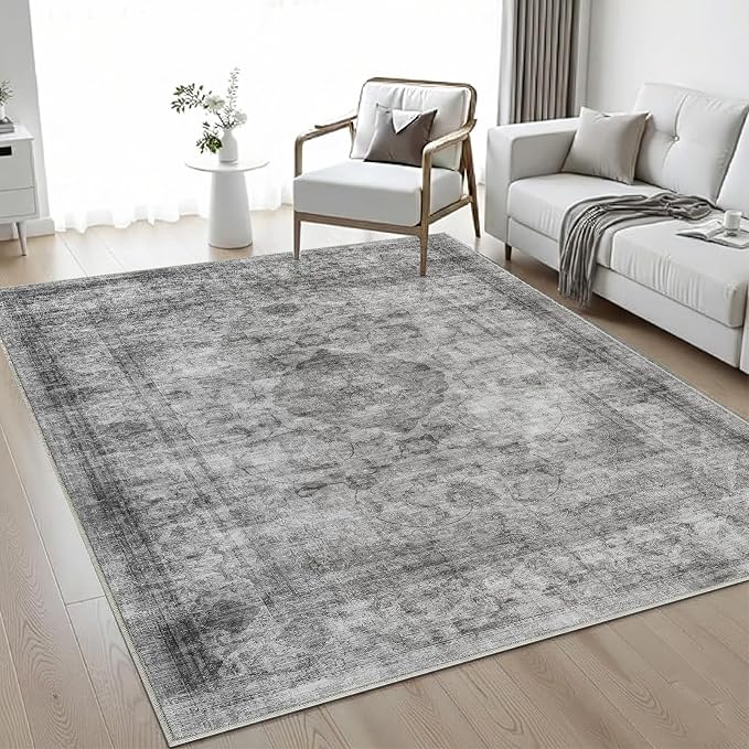 3x5 Area Rug for Living Room-Vintage Farmhouse Boho Floral Washable Stain - Image 4