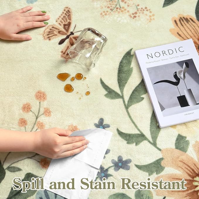 Lahome Floral Small Rug, 2X3 Kitchen Rugs Non Slip Washable Rug Ultra-Thin - Image 8