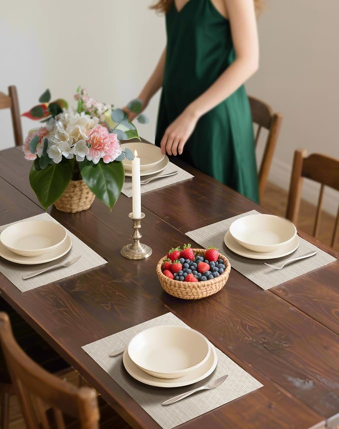 Leetaltree Beige White Placemats Set of 6 - Image 3