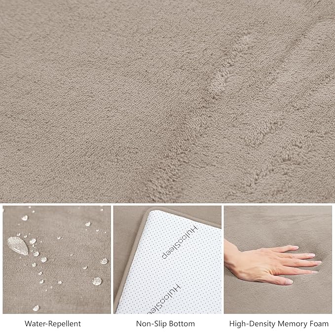 Baby Play Mat for Floor,Extra Large 59"×71" Tummy Time Mat,Thicker Memory Foam Mat for Toddler,Infant,Kids,Water Repellent Ultra Soft Coral Velvet,Non-Slip Backing Safe for Crawling(Beige)