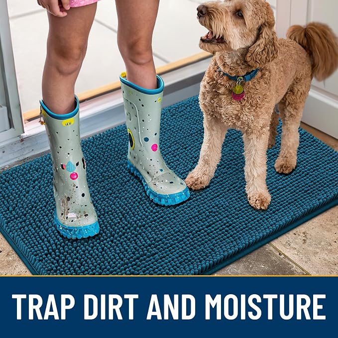Smiry Dog Door Mat for Muddy Paws 47x32, Absorbent Dirt Trapper, Non-Slip - Image 3