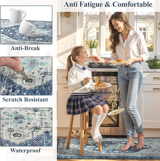 Collive Boho Kitchen Floor Mats, Cushioned Anti Fatigue Kitchen Runner Rugs - Image 6