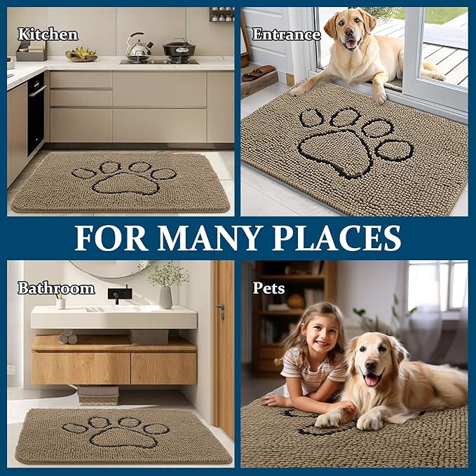 OLANLY Dog Door Mat for Muddy Paws 48x30, Paw Print Design, Absorbs Moisture - Image 8