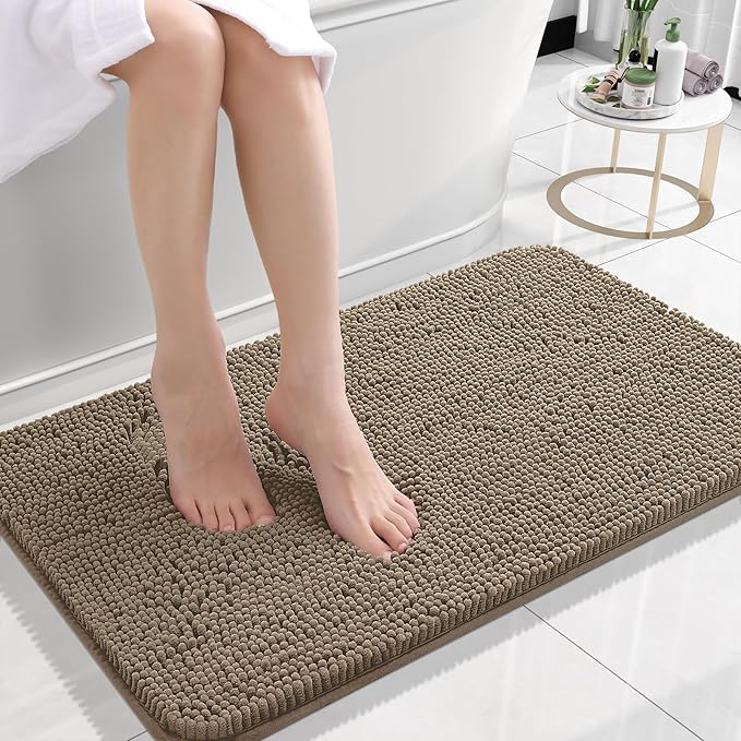 OLANLY Small Bathroom Rugs 24x16, Extra Soft Absorbent Chenille Bath Rugs by OLANLY