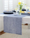 Solino Home 100% Pure Linen Table Runner Chambray Indigo, Athena 14 x 90 in | by SolinoHome