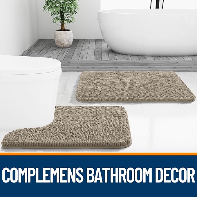 OLANLY Bathroom Rugs 36x24, Extra Soft Absorbent Chenille Bath Rugs, Rubber - Image 7