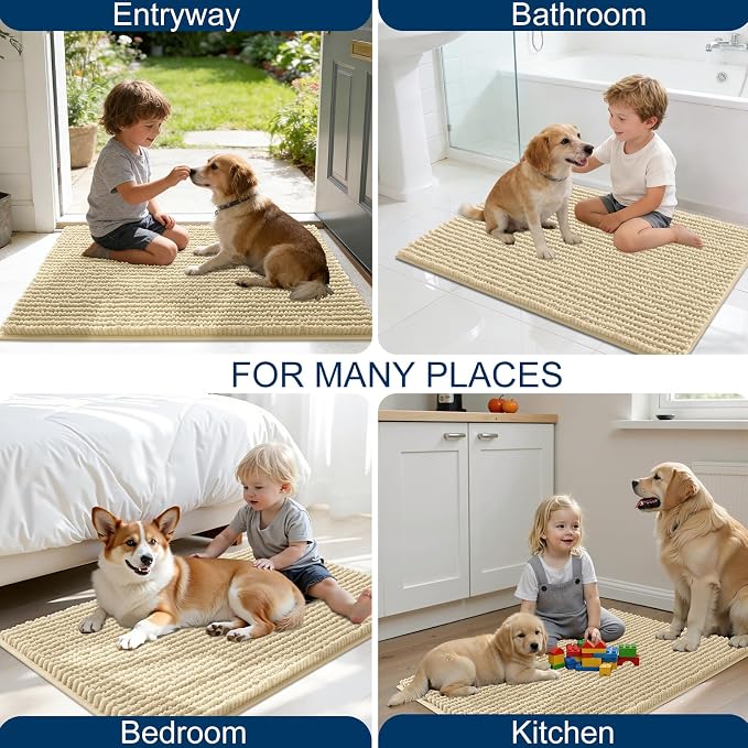 OLANLY Dog Door Mat for Muddy Paws 40x32, Ultra Absorbent Chenille Mud Doormat - Image 8