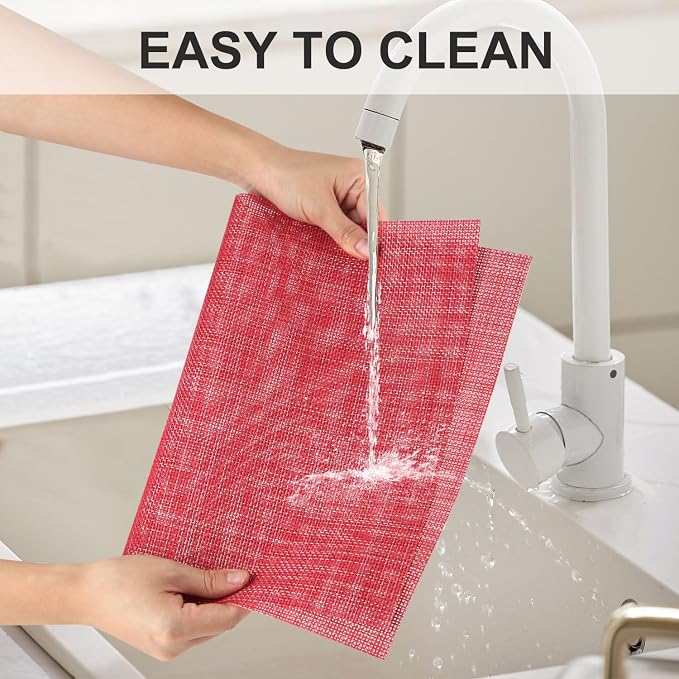Vinyl Placemats Set of 4, PVC Woven Washable Non-Slip Table Mats, Heat - Image 3