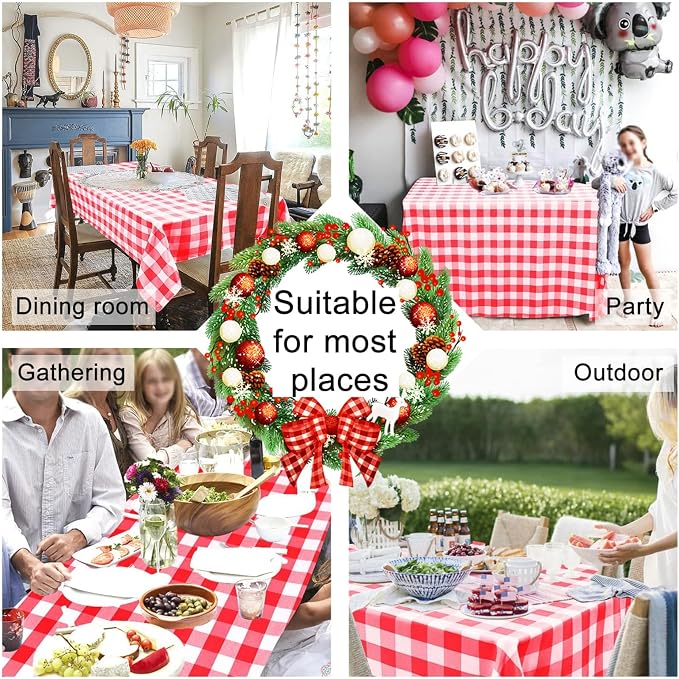 Checkered Tablecloth Rectangle, 70 x 140 Inch - Image 6