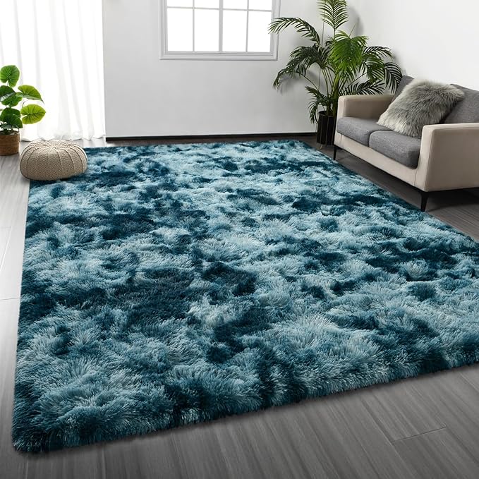 Deerhoo Large Shag Area Rugs 6 x 9, Tie-Dyed Plush Fuzzy Rugs by Deerhoo