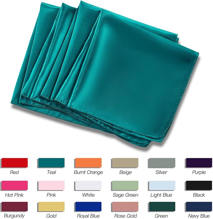 P Pothuiny 12 Pcs Teal Satin Napkins 17 x 17 Inch, Satin Cloth Napkins | Square - Image 6