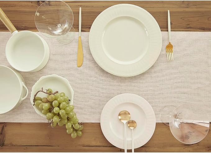 Solino Home 100% Pure Linen Table Runner Natural Long, Athena 14 x 108 in | - Image 3