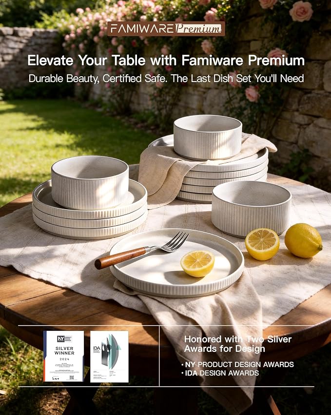 Stoneware Dinnerware Sets, Reactive Glaze Dishes Set - Image 8