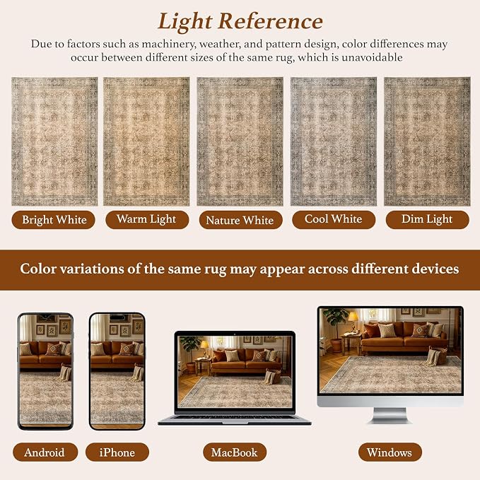 LIANLAM 2x3 Washable Area Rug, Vintage Boho Traditional Pattern, Non-Slip Stain - Image 8