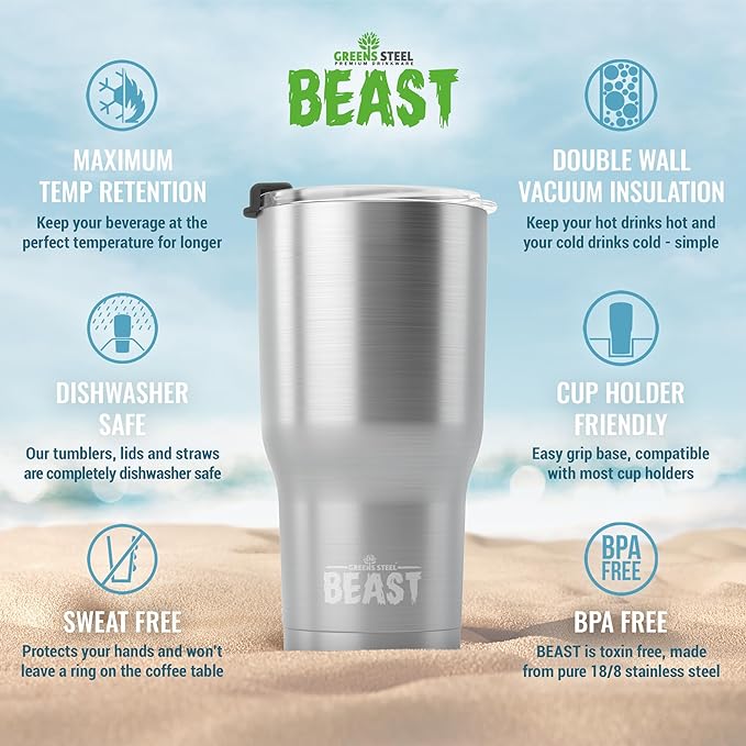 Beast 30 oz Tumbler Stainless Steel Vacuum Insulated Coffee Ice Cup Double Wall - Image 6