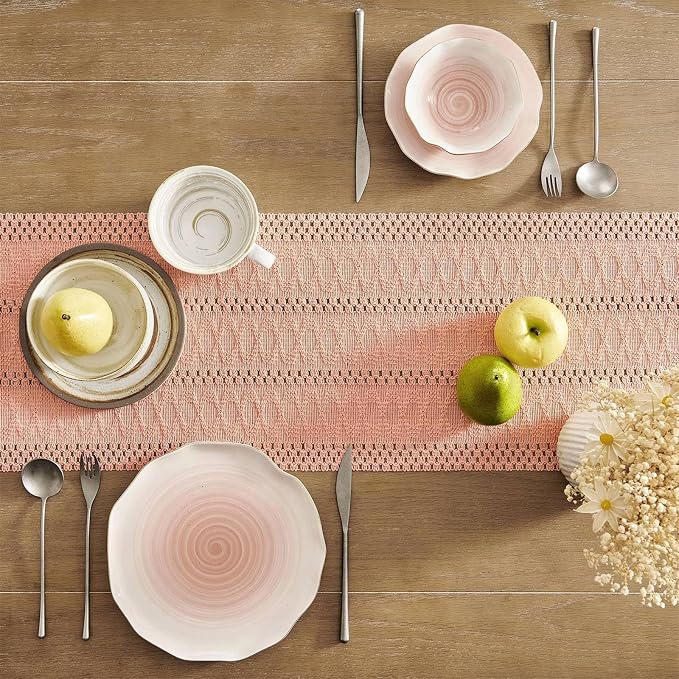 Boho Valentines Table Runner for Pink Tassel Home Decor 108 Inches Long - Image 4