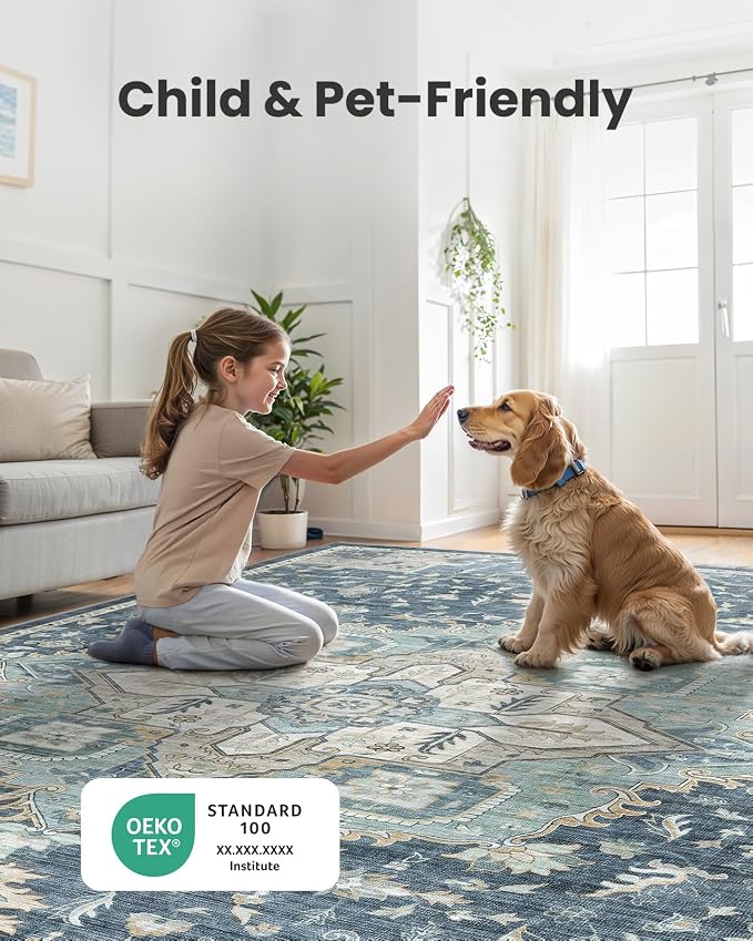 AMADA HOMEFURNISHING 2'6"x8' Washable Area Rug, Low-Profile Entryway Rug - Image 4