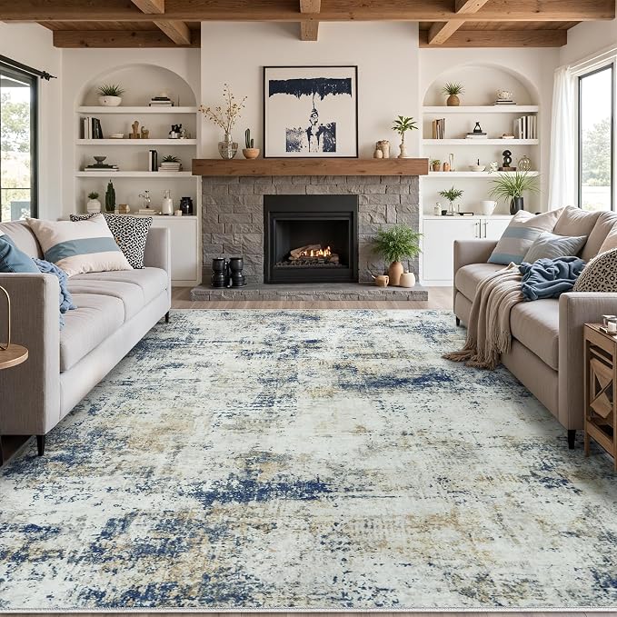 8x10 Area Rugs for Living Room Bedroom: Abstract Washable Rug - Image 9