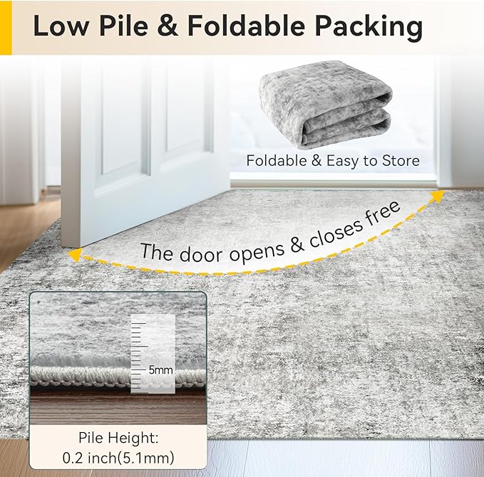 RELEANY Washable Area Rugs 4ft Non-Slip Modern Abstract Soft - Image 5