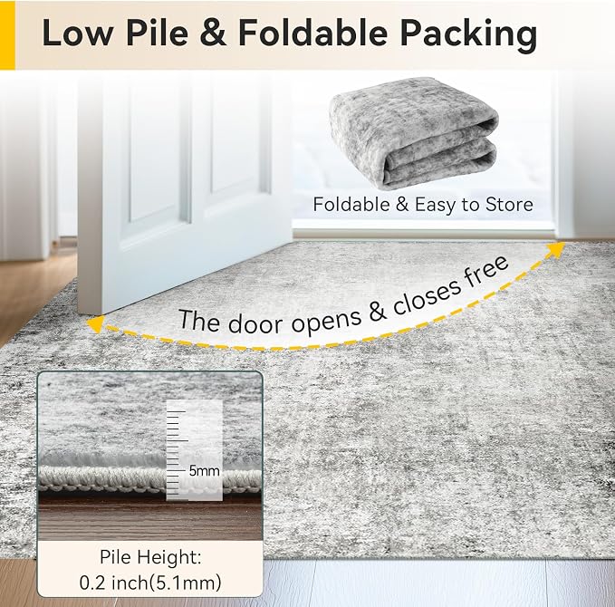 RELEANY Washable Area Rugs 2'x10' Non-Slip Modern Abstract Soft - Image 8