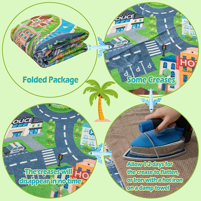 Car Rug Play Mat for Kids Toy Cars, Road Traffic Playmat for Kid Bedroom - Image 8