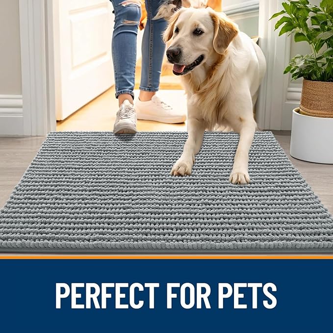 OLANLY Dog Door Mat for Muddy Paws 44x24, Ultra Absorbent Chenille Mud Doormat - Image 6