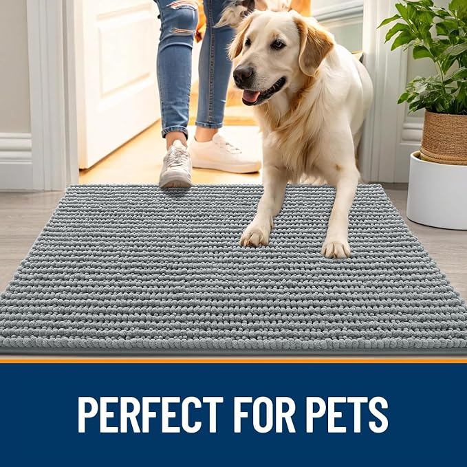 OLANLY Dog Door Mat for Muddy Paws 59x24, Ultra Absorbent Chenille Mud Doormat - Image 6