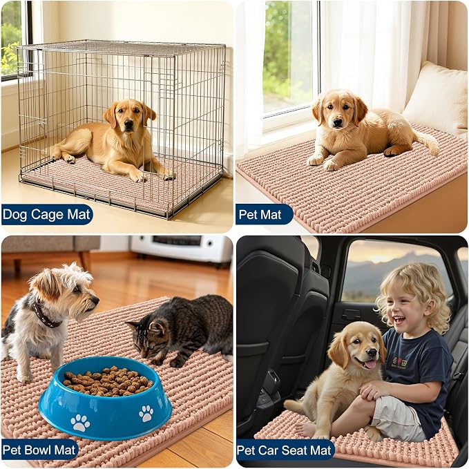 OLANLY Dog Door Mat for Muddy Paws 36x24, Ultra Absorbent Chenille Mud Doormat - Image 7