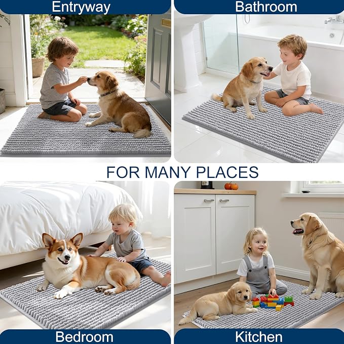 OLANLY Dog Door Mat for Muddy Paws 59x35, Ultra Absorbent Chenille Mud Doormat - Image 8