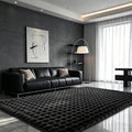 Black Rabbit Plush Rug 5'x8', Fluffy Faux Fur Shaggy Area Rug by CHOVY