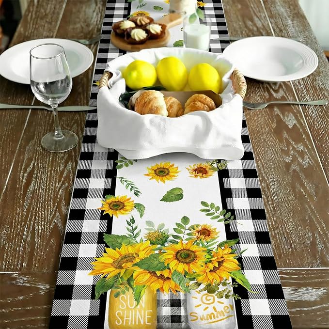Sunflower Summer Table Runner 13x108 Inch, Kitchen Dining Table Decoration - Image 3