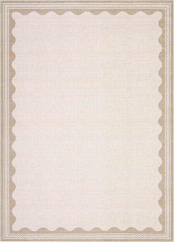 GarveeHome Scalloped Beige 8x10 Rug - Image 3