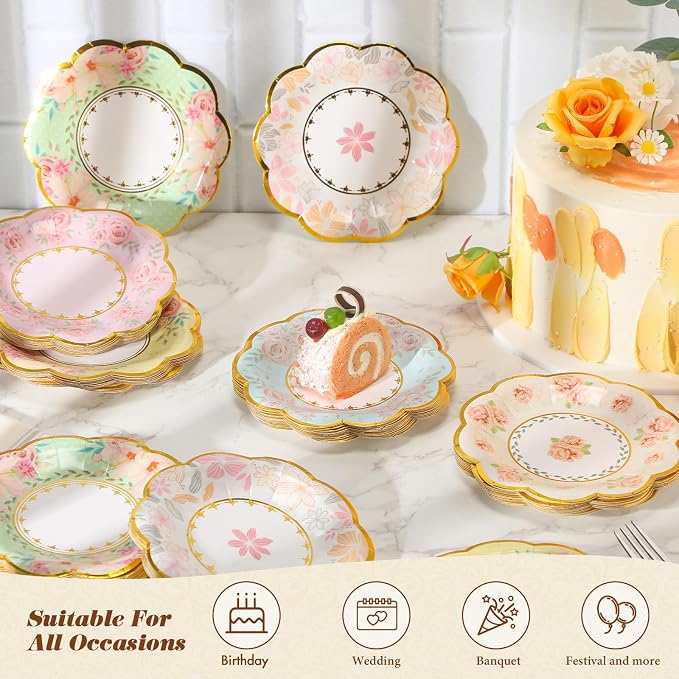 72 Pcs 6 Inch Floral Paper Plates - Image 5