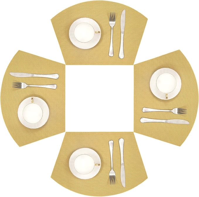 SHACOS Round Table Placemats Wedge Placemat Set of 4 Non Slip Heat Resistant by SHACOS
