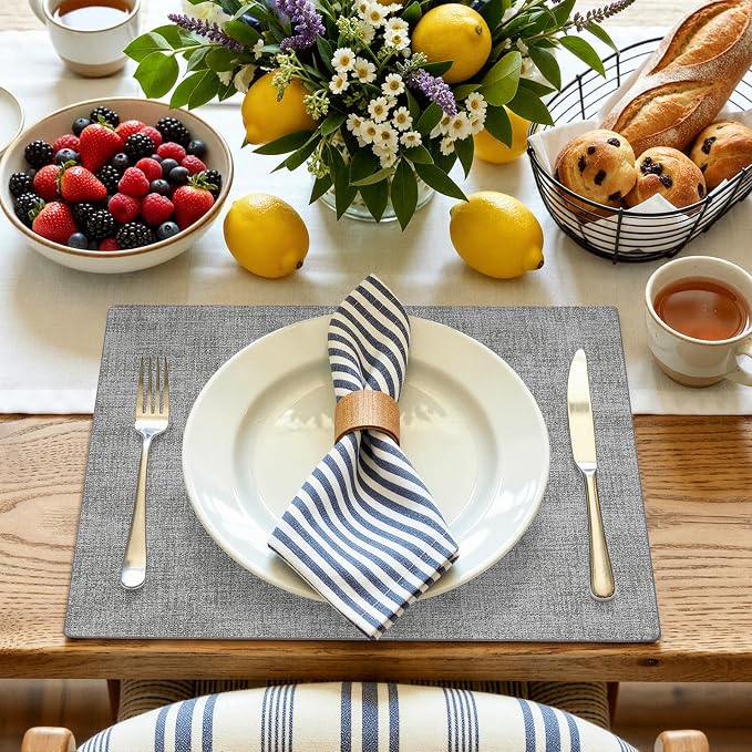 Faux Leather Heat Resistant Placemats 8 Packs, Waterproof Wipeable Dining PU - Image 8