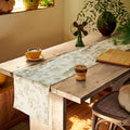 jinchan Green Floral Linen Table Runner 13 x 108 Inch Farmhouse | Soft floral by JINCHAN