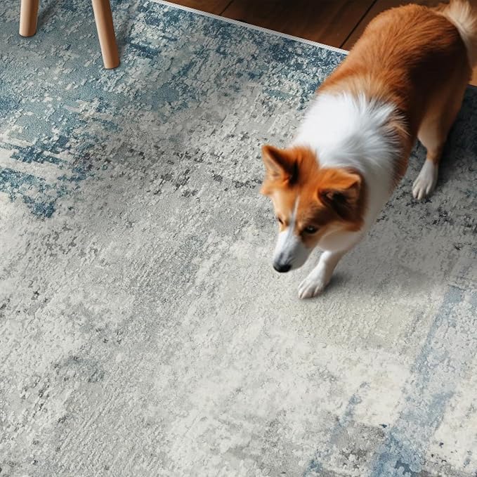 Washable Wide Runner Rug 4x10 : Modern Abstract Hallway Rugs - Image 5
